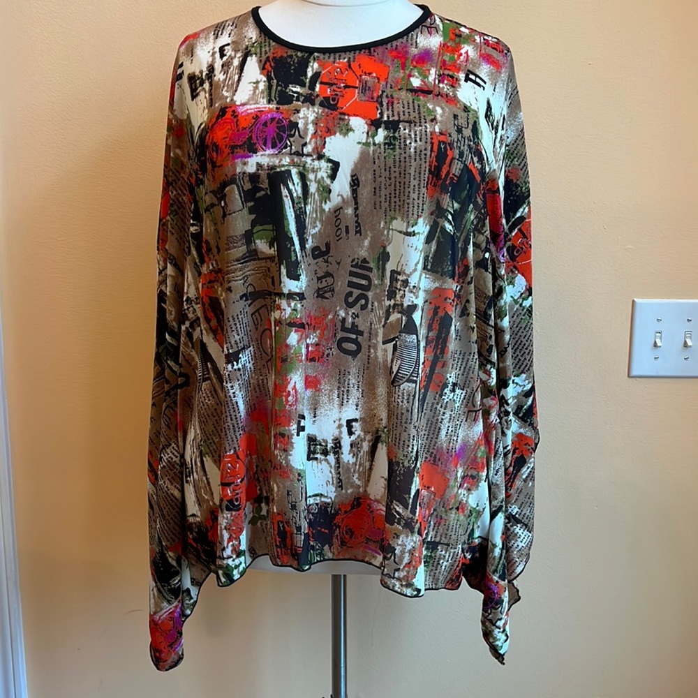 Step In Style graphic poncho Blouse Size 2X
